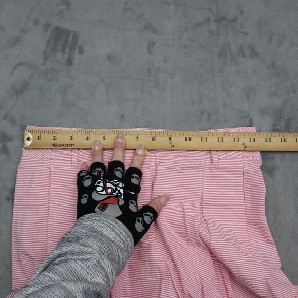 Puma Shorts Womens Pink White Striped High Rise Pocket Button Zip Pleated Chino - Picture 2 of 12